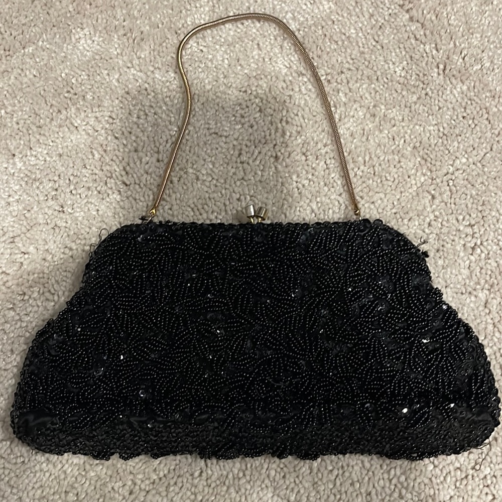Black beaded clutch